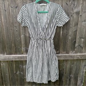 Alacati Stili Womens Cotton Viscose Faux Wrap Short Sleeve Elastic Waist Sz XS